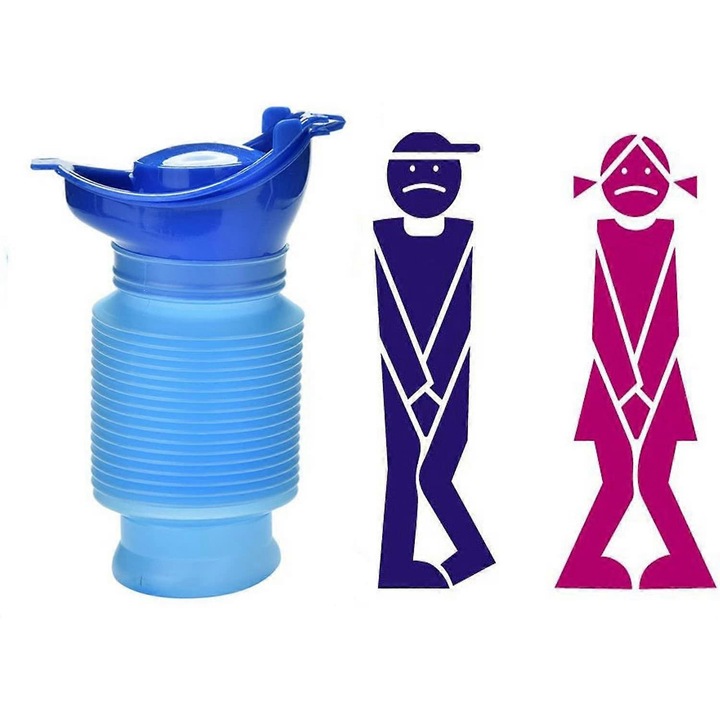 Toaleta portabila, pliabila, reutilizabila, capacitate 750ml, albastru, 7x18cm