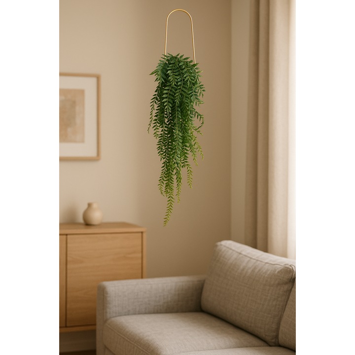 Planta artificiala suspendata Atmosphera Le Collectionneur cu ghiveci ceramic, 105 cm, auriu