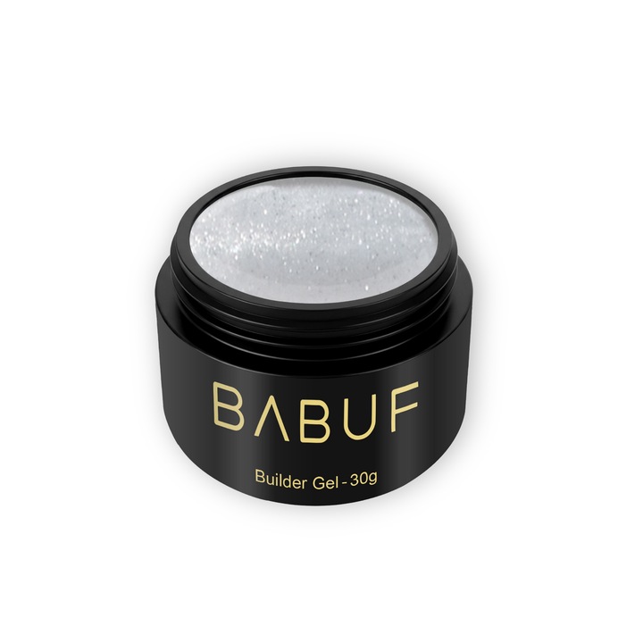 Gel de constructie autonivelant cu glitter BABUF BGG1, Alb Laptos Glitter, 30 g