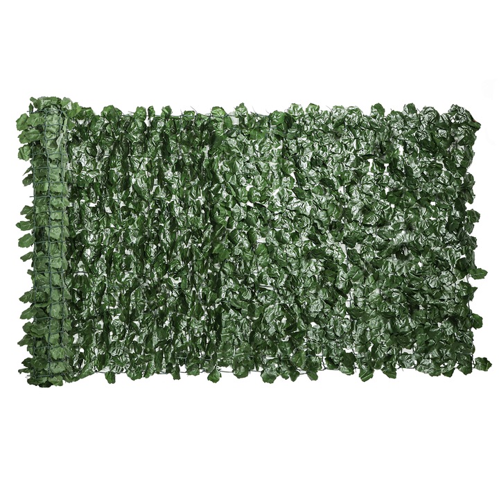Rulou gard fals exterior, Outsunny, frunze de iedera, verde închis, 300x100cm