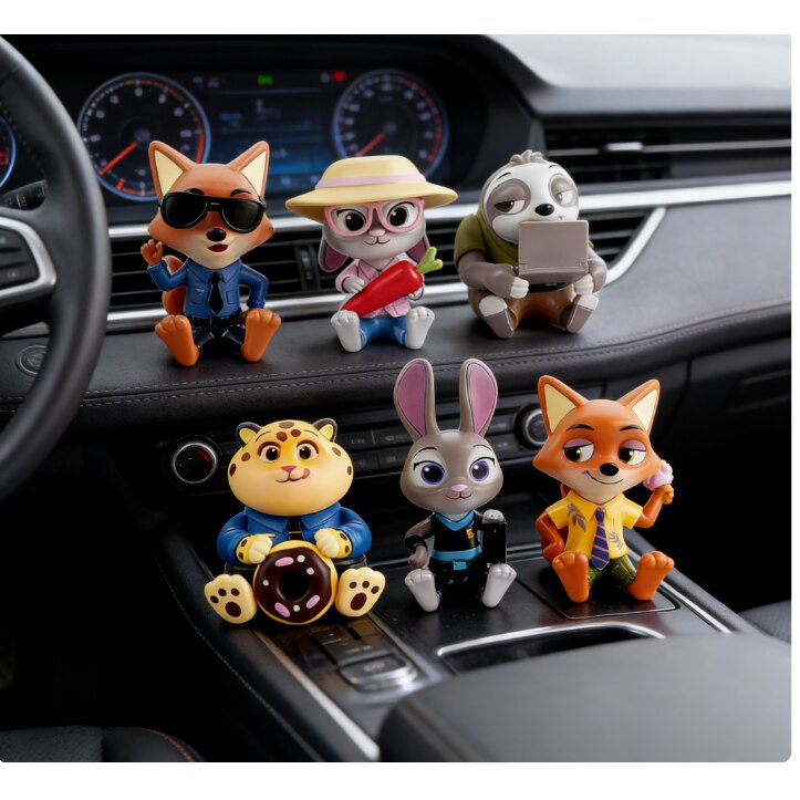 Set figurine Zootopia 6 piese, Judy Hopps si Nick Wilde, 5-7.5cm ...