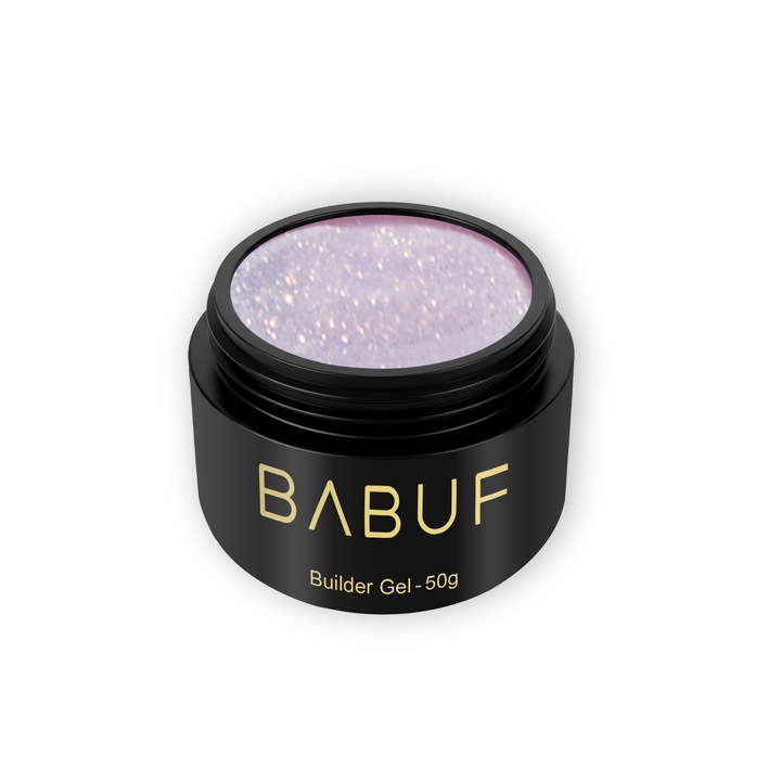 Gel de constructie autonivelant cu glitter BABUF, BGG4, Lilac Glow, 50 g