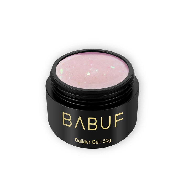 Gel de constructie autonivelant cu glitter BABUF, BGG5, Pink Milky Glow, 50 g