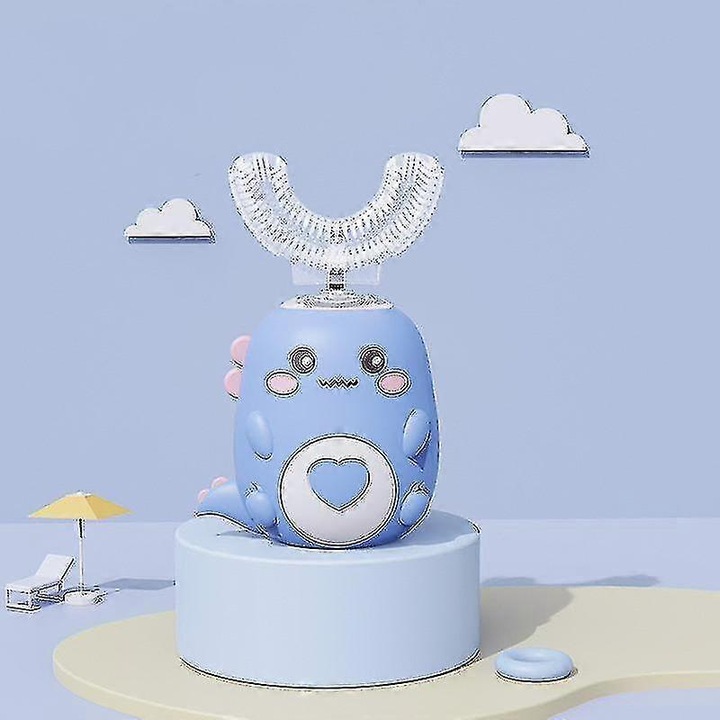 Periuta de dinti electrica U-shaped, 9x5cm, incarcare USB, pentru copii 7-13 ani, albastra