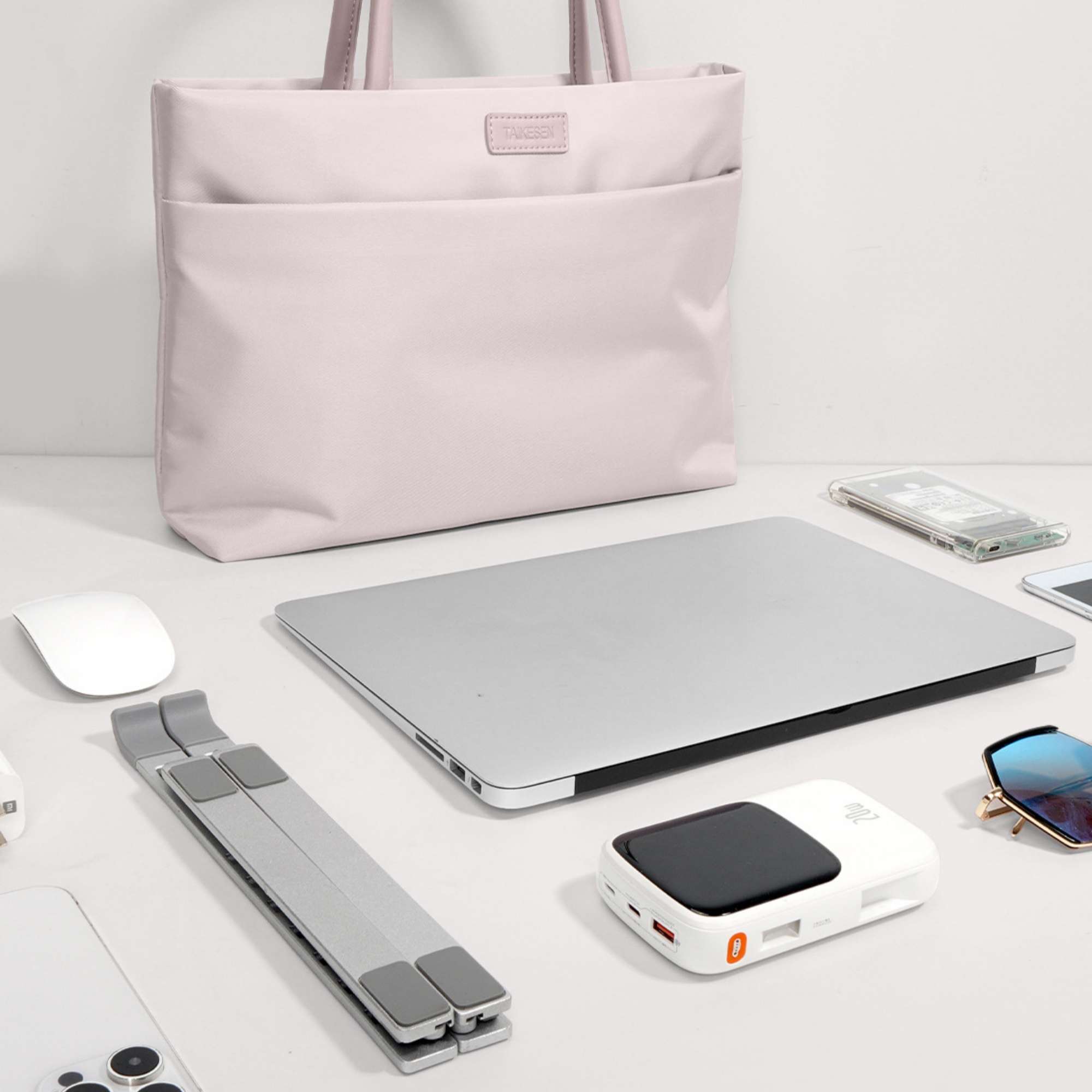 Geanta pentru Laptop, 14 inch, Protectie Superioara la Socuri, Material Impermeabil, Manere din Piele Moale, Capacitate Mare, Roz Lotus