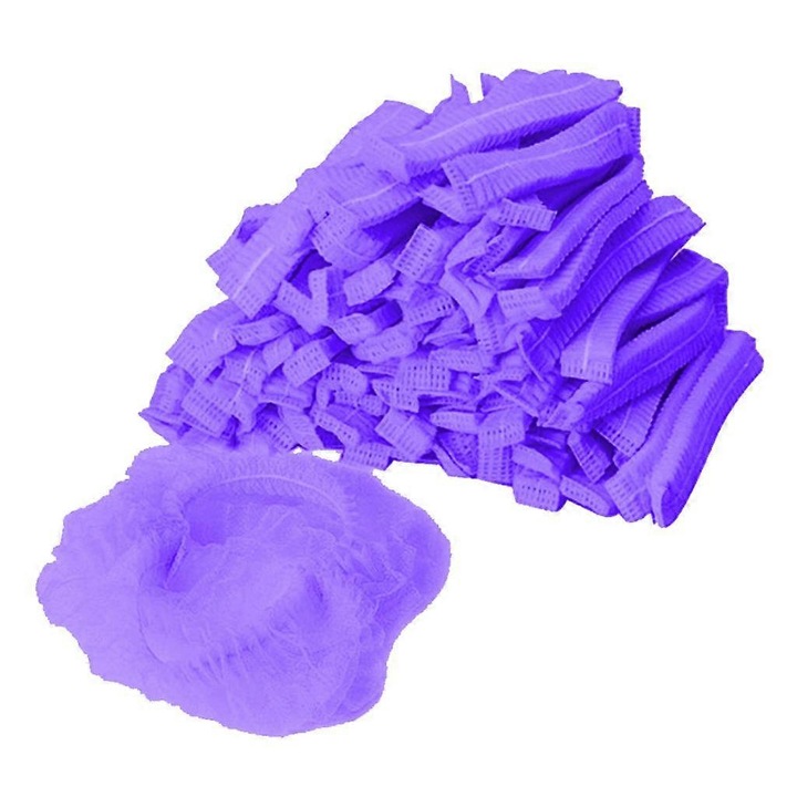 Set 100 bucati bonete de par de unica folosinta, violet, 19inch