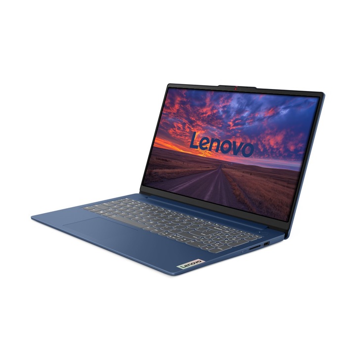 Lenovo IdeaPad Slim Laptop, AMD Ryzen 5 7520U, 8GB DDR5 Memória, 1000GB SSD, 15.6 FullHD, Kék, Magyar billentyűzet, Böngésző, Vírusirtó, Windows 11 Pro