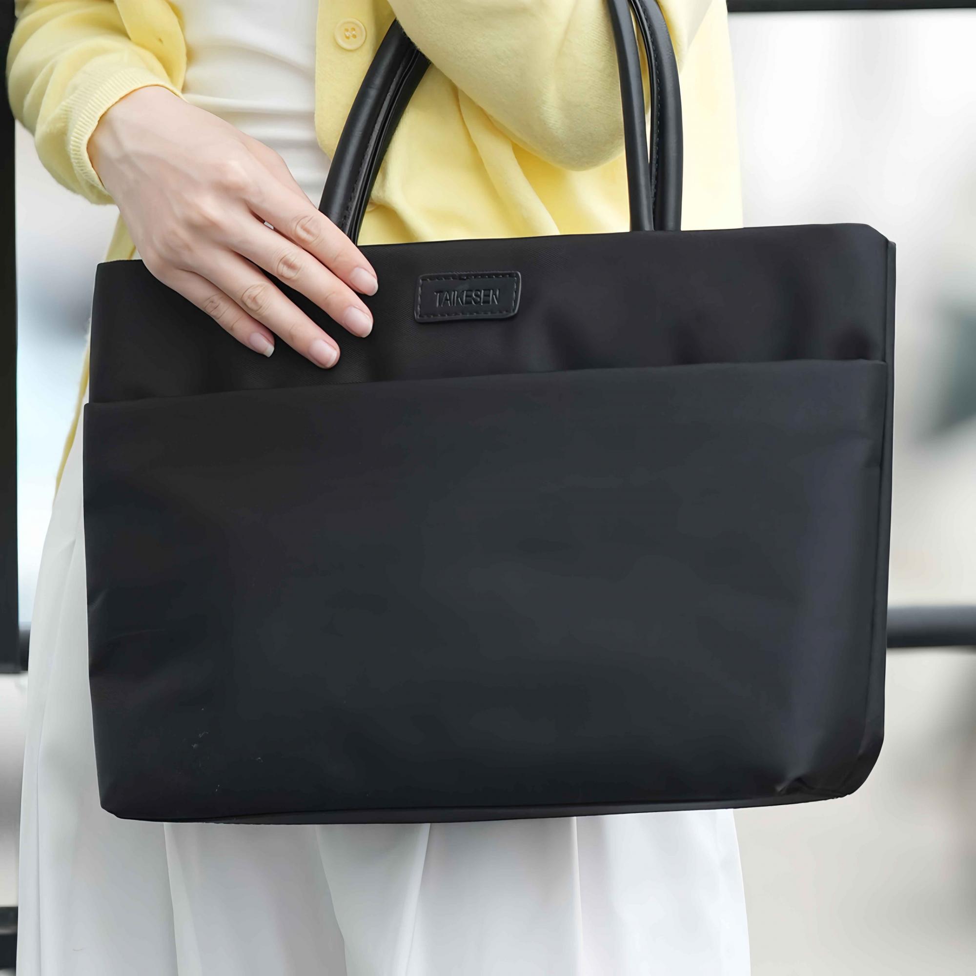 Geanta pentru Laptop, 13 inch, Protectie Superioara la Socuri, Material Impermeabil, Manere din Piele Moale, Capacitate Mare, Negru Business