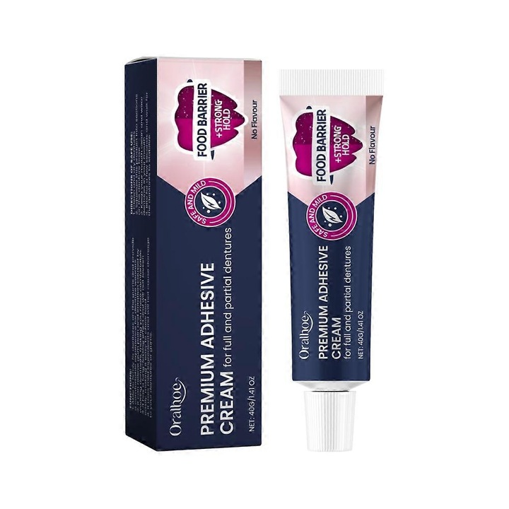 Crema adeziva pentru proteze dentare, 40g, set de 1/2/3 bucati, fara ingrediente daunatoare, fixare puternica, ORALHOE