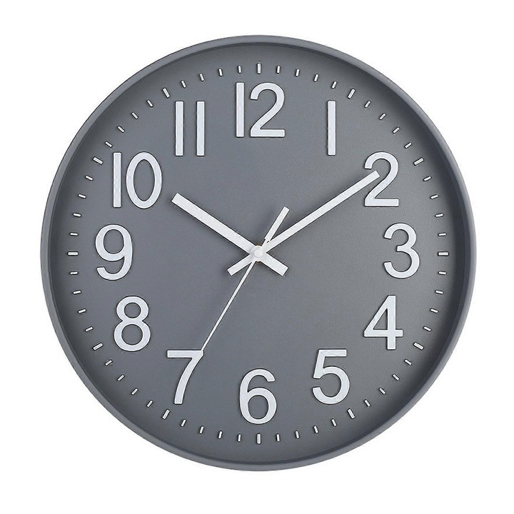 Falióra, 30cm, műanyag, minimalista design, világosszürke, 1 db-os készlet