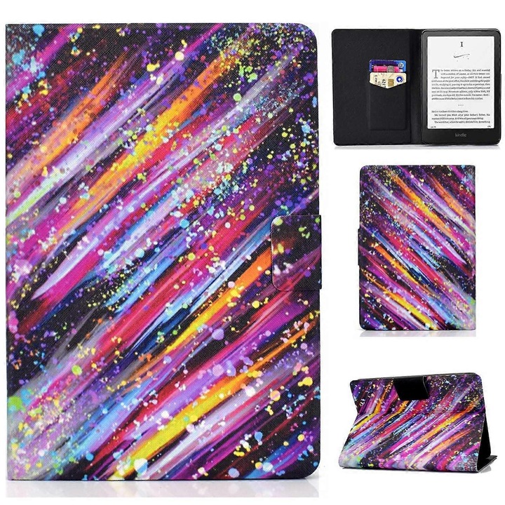 Husa pentru tableta, model cu model distinctiv, protectie duala, multicolor, pentru Kindle Paperwhite (2024)