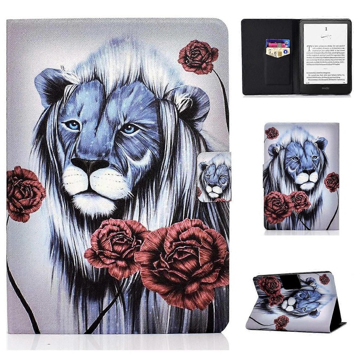 Husa pentru tableta, model cu design distinctiv, protectie duala, suport ajustabil, multicolor, compatibila cu Kindle Paperwhite (2024)