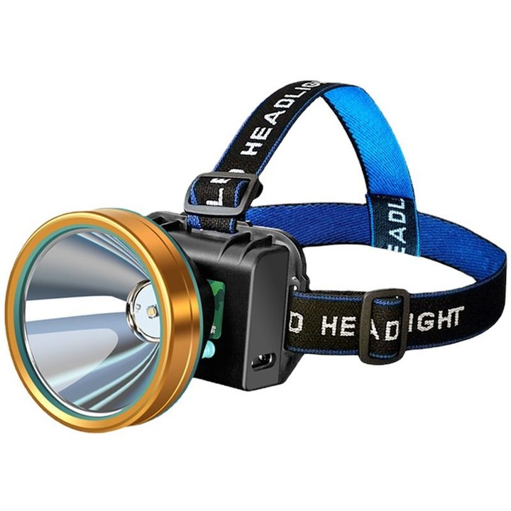 Lanterna frontala USB reincarcabila 500000LM XHP90.2, 3 acumulatori Li-ion, 800m, impermeabil IPX-6