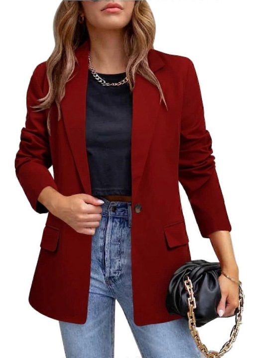 Sacou dama, rosu, poliester si raion, design sport casual, cu nasture si buzunare, 3XL INTL