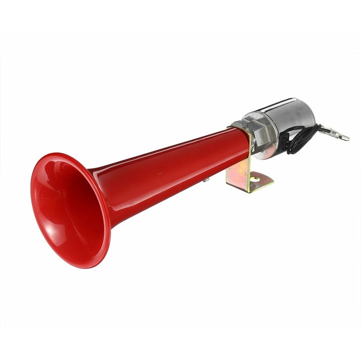 Claxon pneumatic rosu 12/24V 600dB, pentru masini, SUV-uri, motociclete, barci, set complet de montaj