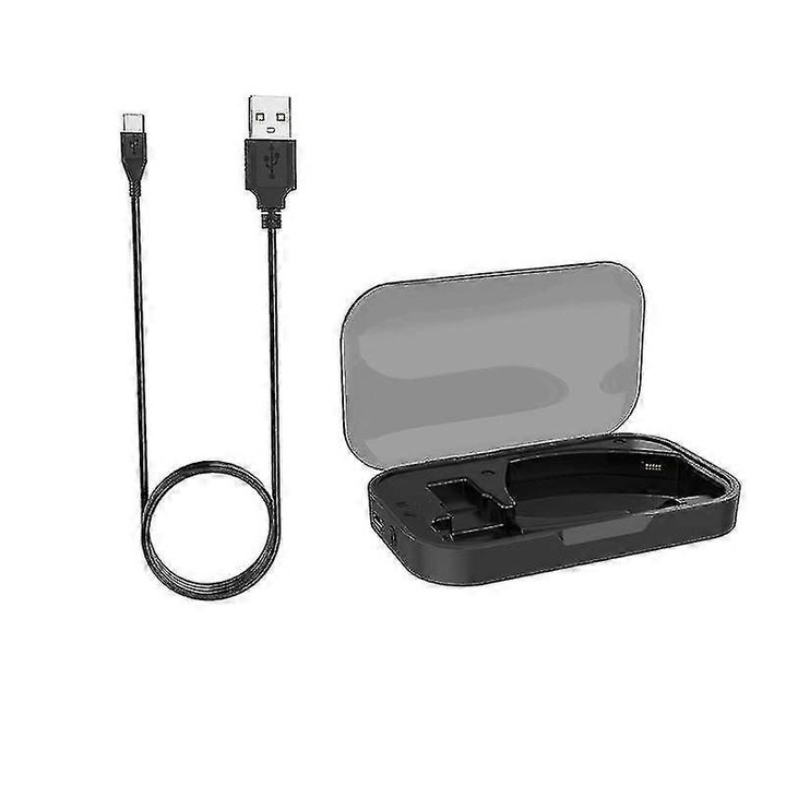 Cutie de incarcare cu cablu USB pentru casti Bluetooth Plantronics Voyager, 4.2x2.4x0.9in, negru