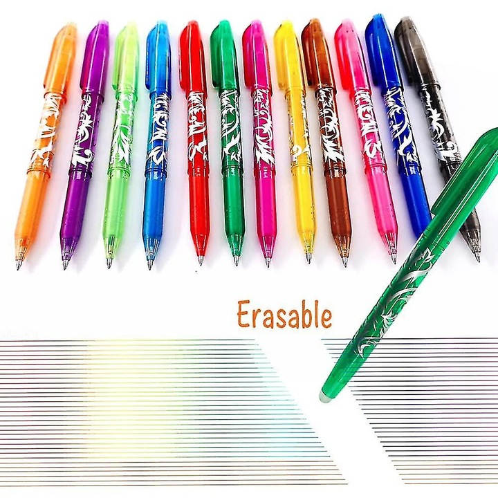 Set pixuri stergatoare 12 culori, 0.5mm, pentru desen si marcaje pe tesaturi