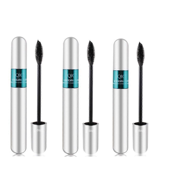 Mascara QIC 4D cu fibre de matase, waterproof, efect de lungire si volum, 8.5g set 3