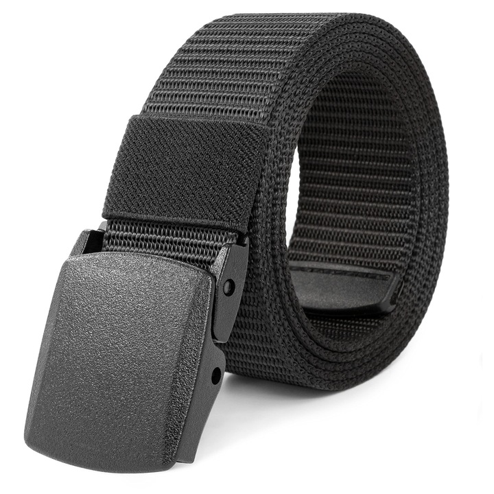 Férfi munkavédelmi öv, férfi öv, állítható nylon öv, fém csat nélkül, gyorsan átjut a repülőtéri biztonsági ellenőrzésen, bármilyen alkalomra alkalmas.