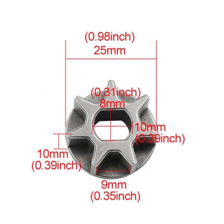 Sprocket pentru ferastrau cu lant, 7/6/3 dinti, dimensiuni 36x16mm, 36x14mm, 30x10mm, set