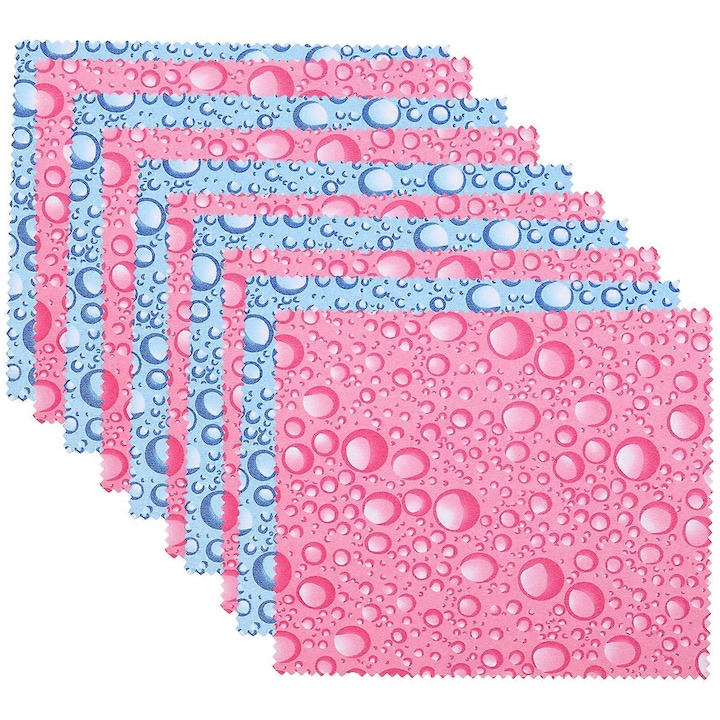 Set 10 lavete de curatare ochelari, roz/albastru, 17x15cm