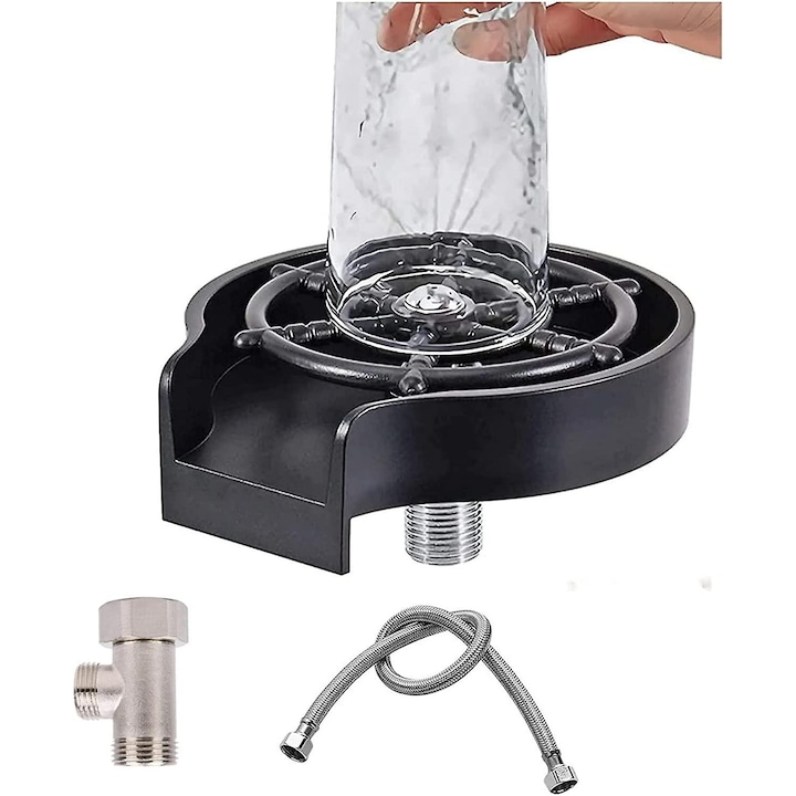 Миячка за чаши, черна, за мивка, кухненски аксесоар, бързо почистване, компактни размери