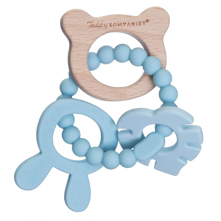 Rágóka, Teddykompaniet, szilikon és fa, 3 egyedi forma, 0+ hónapos kortól