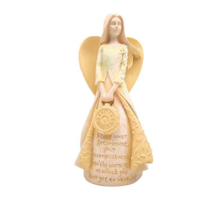 Set de statui de inger elegant pentru pensionare pentru femei, potrivit pentru colege, profesoare, asistente si prietene, Statuie de inger feminin, decor pentru petrecerea de pensionare