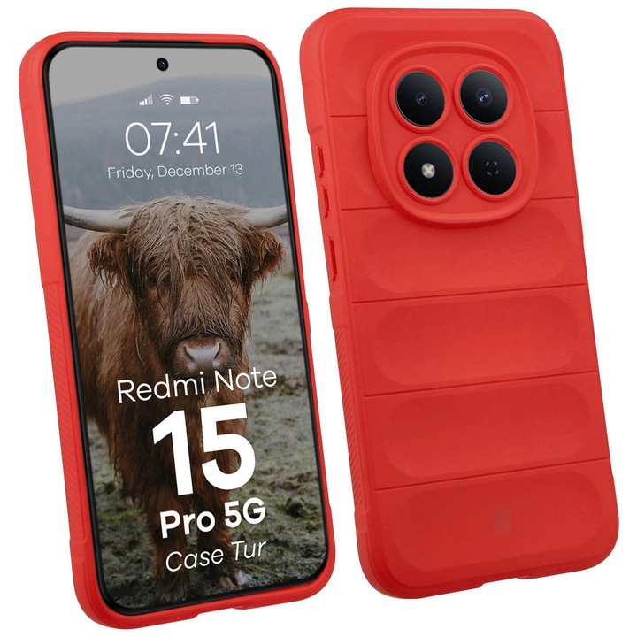 Калъф Bizon Case Tur за Xiaomi Redmi Note 15 Pro 5G, Червено