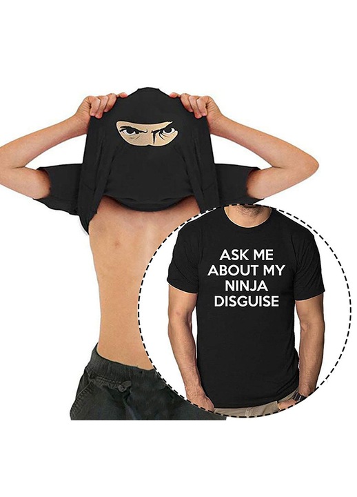 Férfi póló, vicces, poliészter, XS INTL