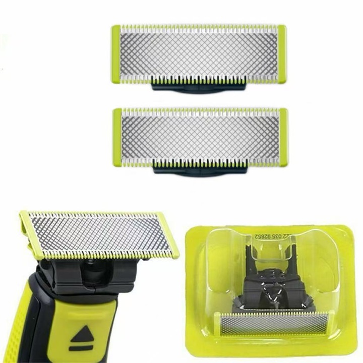 Kompatibilis cserepengék (2) Philips OneBlade és OneBlade Pro készülékekhez, kétpengés készlet, arckontúrozó technológia, dupla védelem, kompakt kialakítás, zöld