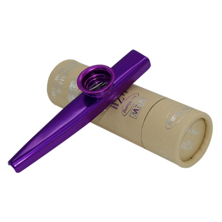 Kazoo metalic Bedex, culoare mov, instrument muzical educativ, pentru copii si adulti