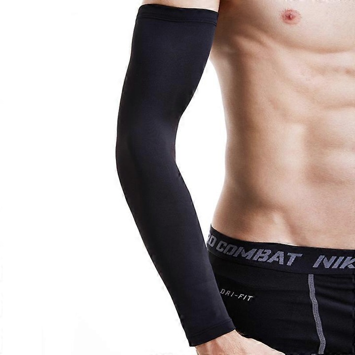 Manusi de protectie solara, set 2 bucati, Spandex, negru, pentru sporturi in aer liber