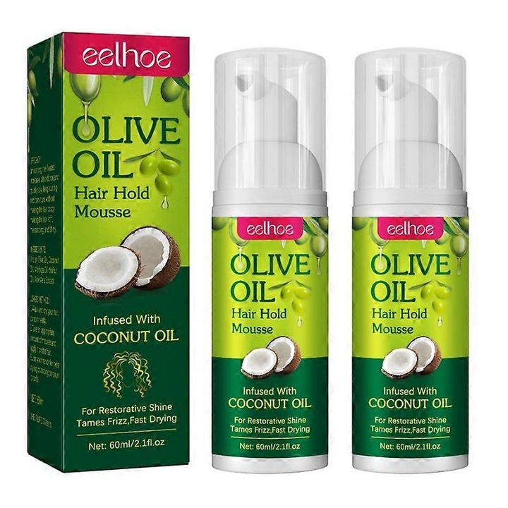Spuma de par pentru bucle, 60ml, cu ulei de masline, hidratant, set de 2 bucati