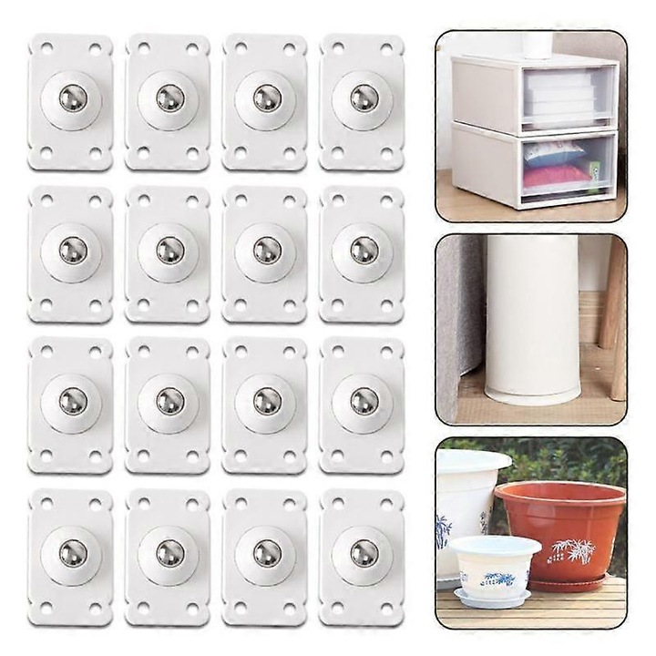 Set 4 roti universale autoadezive, capacitate mare de incarcare, rotire 360°, dimensiuni 4.5x2.8x1.4cm