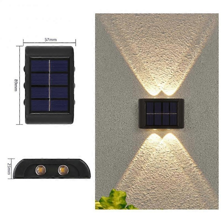Set 4 Lampi Solare LED pentru Exterior, Iluminare Sus si Jos, Waterproof, Alb Cald, 600mAh