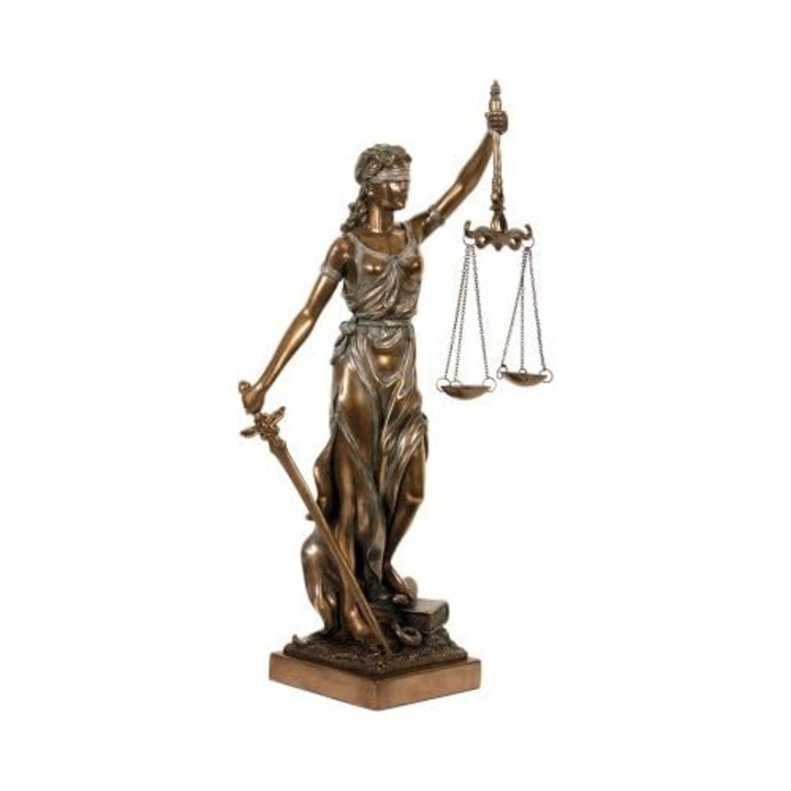 Dekoratív Justitia szobor, bronz, 30x15cm