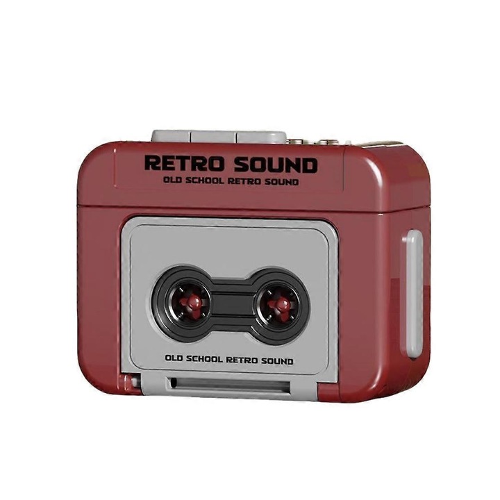 Kreatív retro kulcstartó, kazettás magnó modell, piros