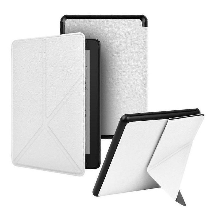 Husa Flip pentru Kindle Paperwhite 12th Gen (2024), suport ajustabil, alb, 7"