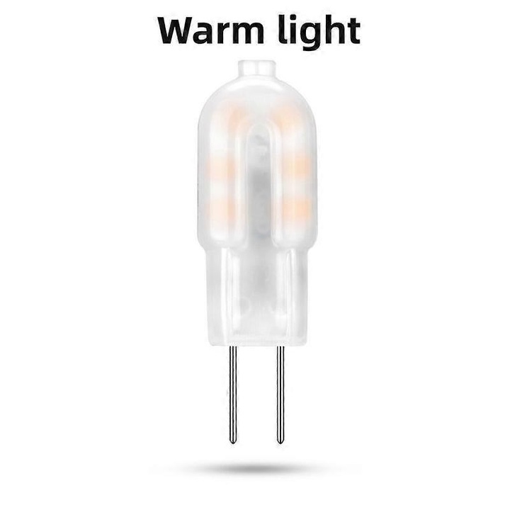 Bec LED G4 12 Bead 3W 12V, alb mat, 11x39mm