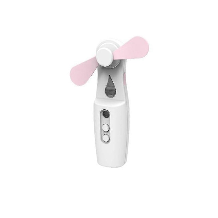 Ventilator mini 2 in 1, functie de pulverizare apa, 2 viteze, portabil, cu acumulator