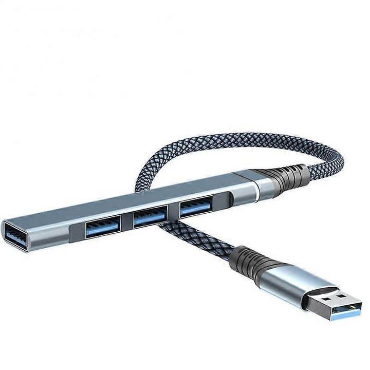 USB 3.0 elosztó, 4 portos, alumínium, 111x17mm, készlet