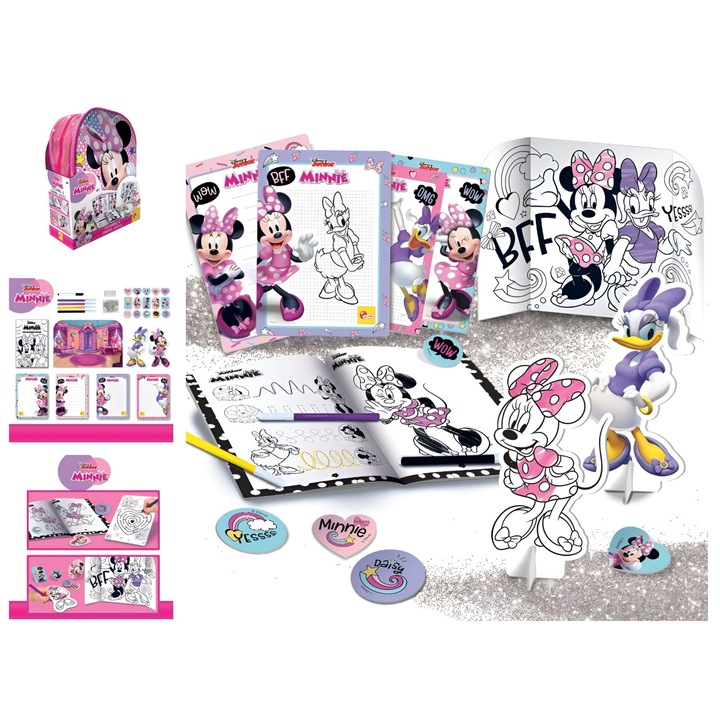Ghiozdan Creativ Minnie Mouse cu Set Desen, Multicolor, 25x31x11 cm