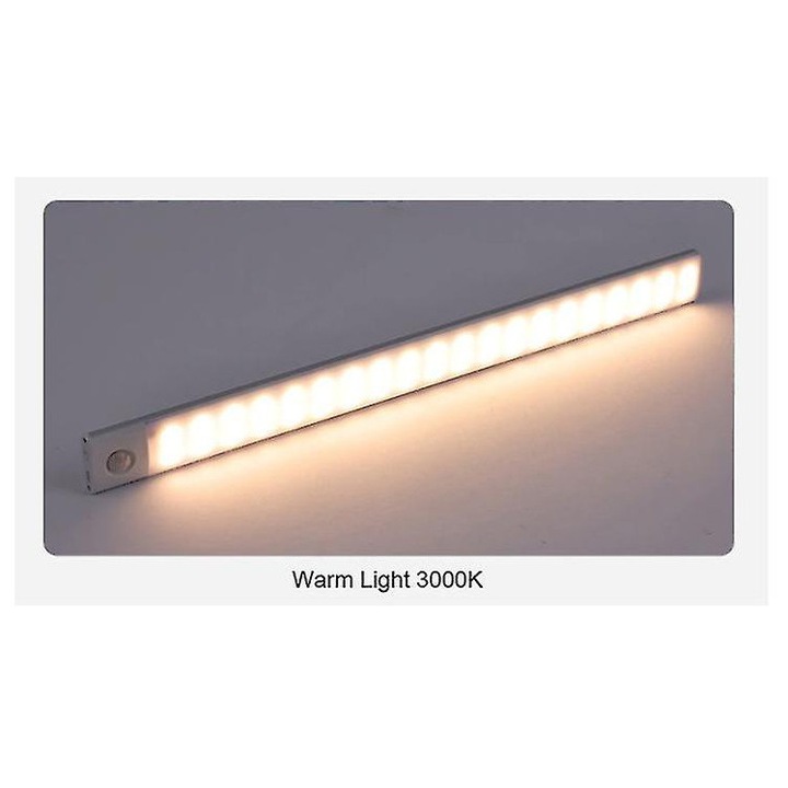 Veioza LED sub dulap, senzor de miscare, incarcare USB, 40cm, alb cald 3000K