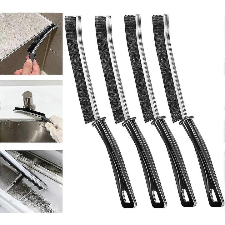 Set 4 perii de curatare pentru fante, perii multifunctionale pentru curatarea colturilor, dimensiuni compacte