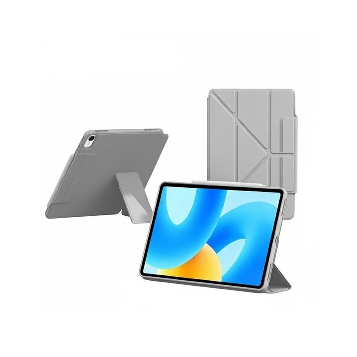Husă tabletă REDZ Accessories MultiFold, Gri, 10.9-11 inch, Protecție 360, Design pliabil
