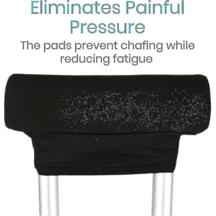 Set perne pentru carje, neopren, negru, cu manere captusite din piele