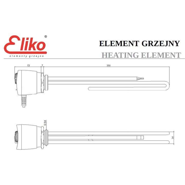 Rezistenta electrica Eliko cu termostat incorporat de 5/4 "inch (zincat - 3 kW)