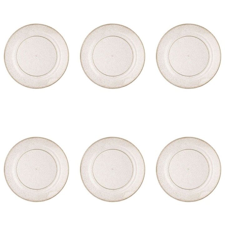 Újrafelhasználható tányérkészlet 6 db, 26 cm, átlátszó arany csillámmal