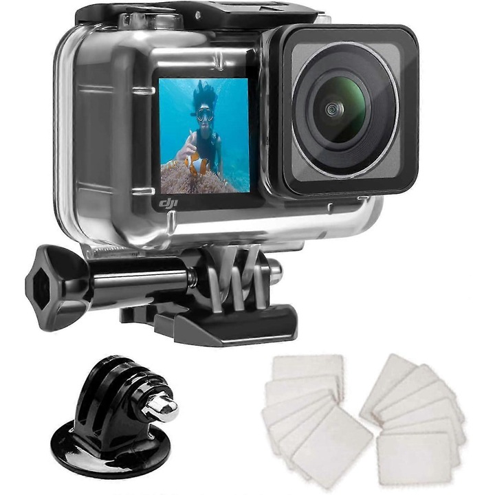 Carcasa de protectie impermeabila pentru DJI OSMO Action 3, 45m adancime, material PC transparent, usor de instalat